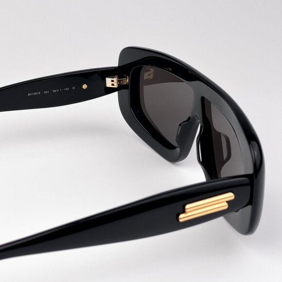 Bottega Veneta Shield Sunglasses – Black Frame / Grey Lens (BV1281S 001) - Picture 8 of 13